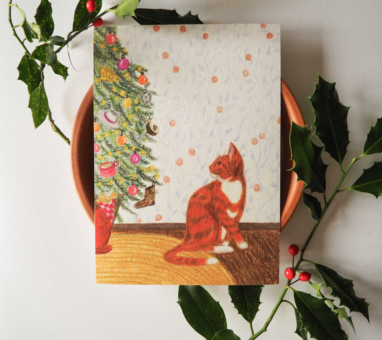 Kerstposter | Percey bij de boom