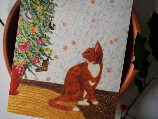 Kerstposter | Percey bij de boom