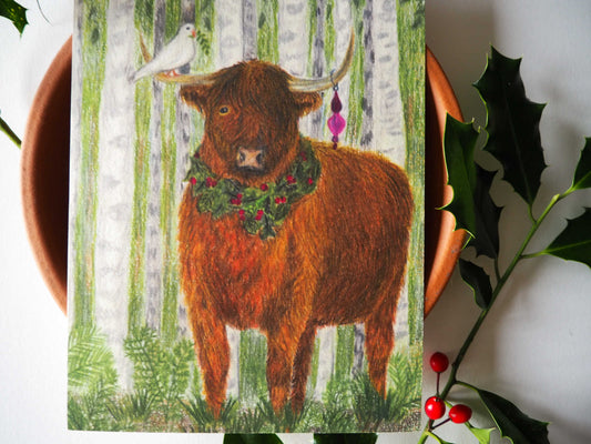 Kerstposter | Hooglander in kerstsferen