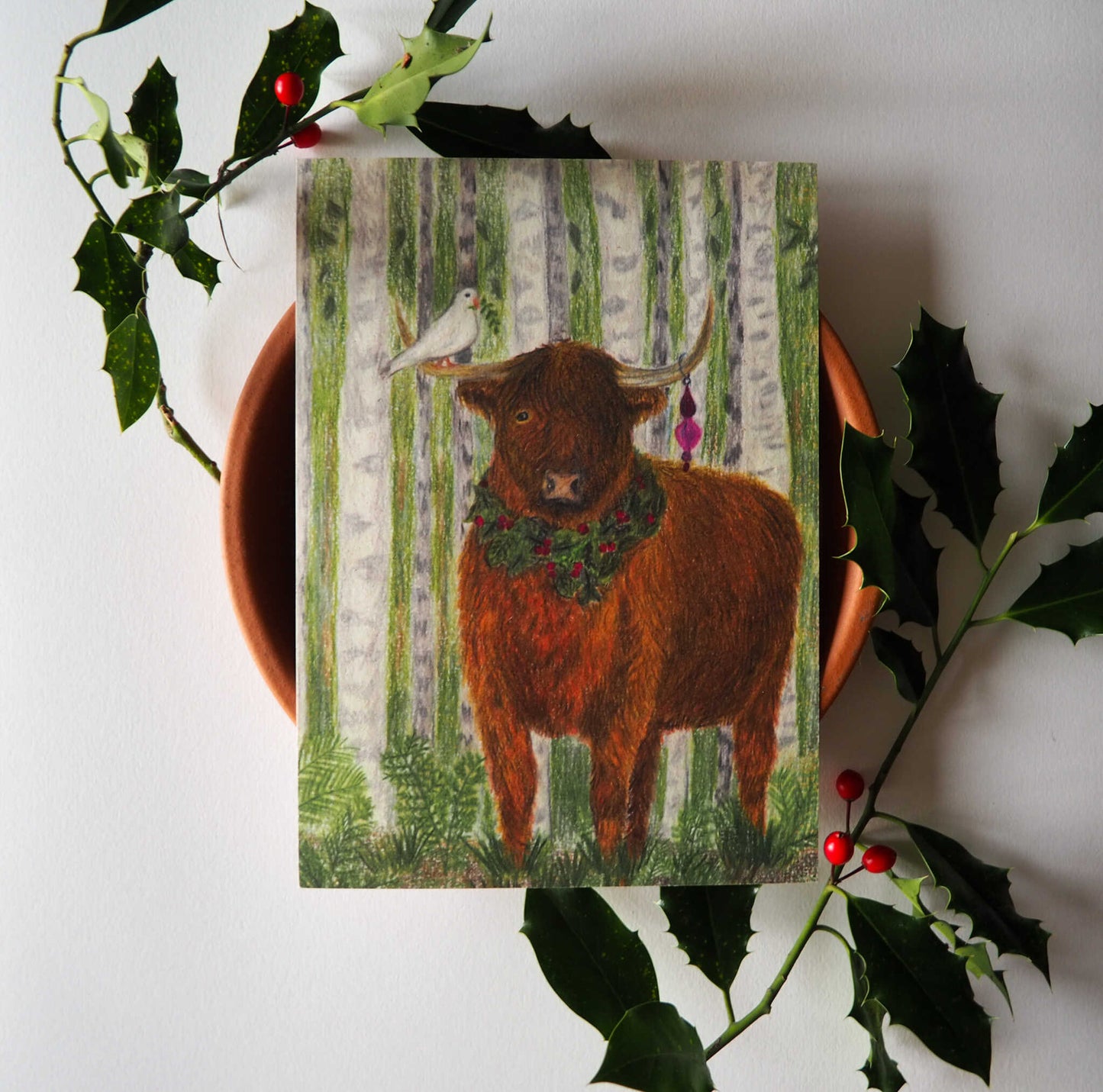 Kerstposter | Hooglander in kerstsferen
