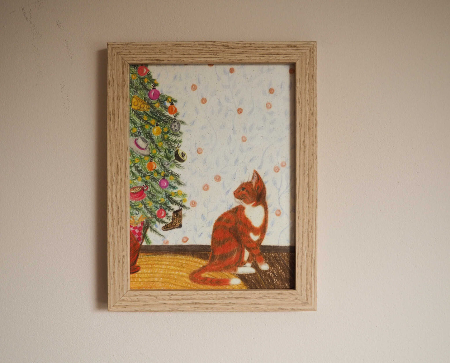 Kerstposter | Percey bij de boom