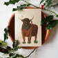 Kerstkaart met envelop | Hooglander in kerstsferen