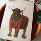 Kerstkaart met envelop | Hooglander in kerstsferen