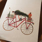 Kerstkaart met envelop | Fiets